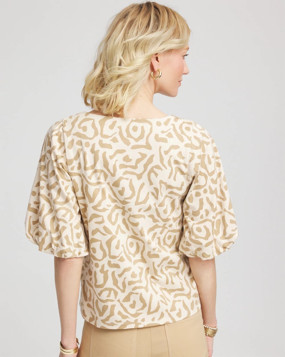 Chico's Clothing Animal Print Bubble Sleeve Top