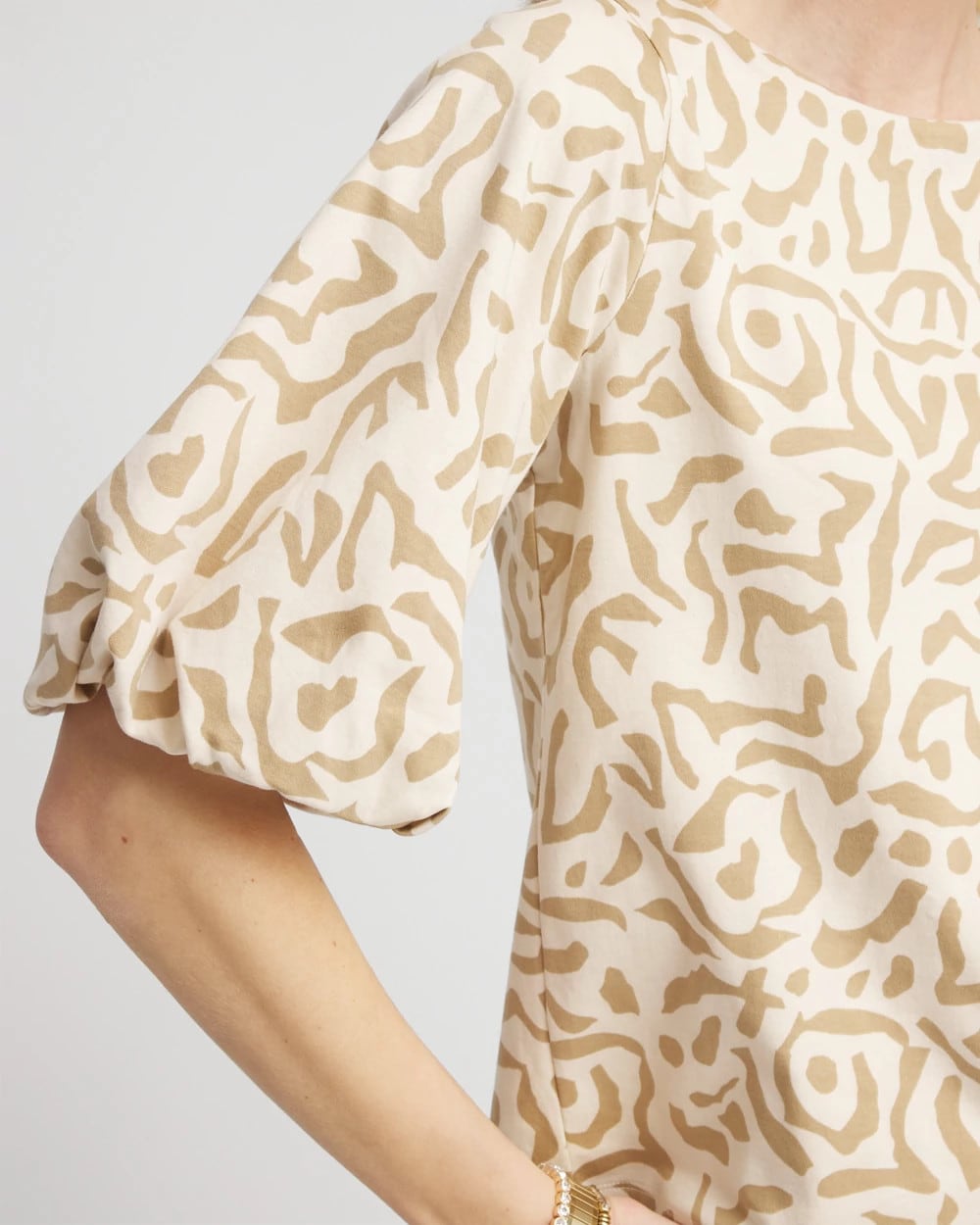 Chico's Clothing Animal Print Bubble Sleeve Top