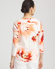 Chico's Clothing Tropical Floral 3/4 Sleeve Tee