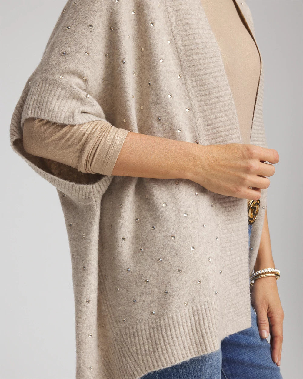 Chico's Clothing Embellished Cocoon Ruana