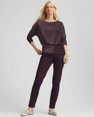 Chico's Clothing Crinkle Velvet Banded-Bottom Top