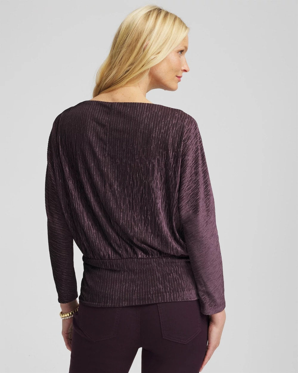 Chico's Clothing Crinkle Velvet Banded-Bottom Top