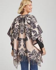 Chico's Clothing Reversible Printed Fringe Ruana