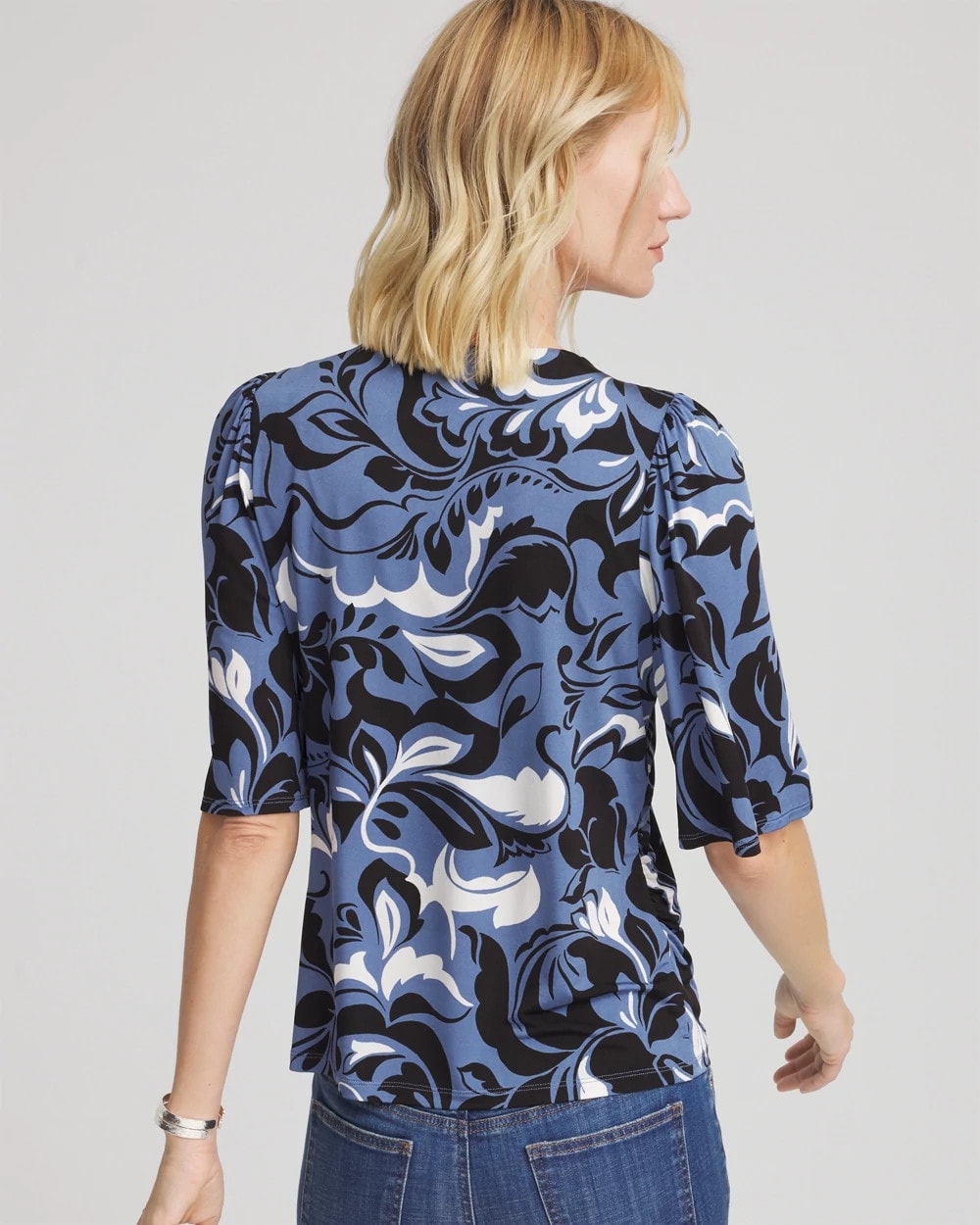 Chico's Clothing Stretch-Knit Flutter-Sleeve Tee