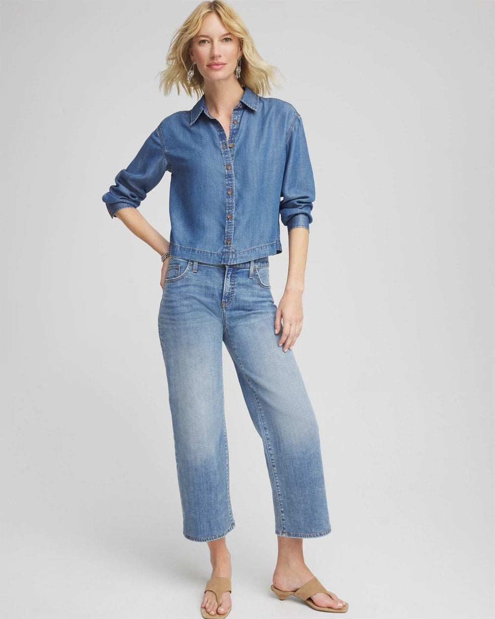 Chico's Clothing Tencel™ Cropped Denim Shirt