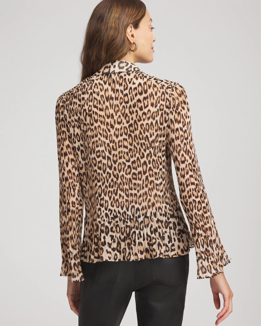 Chico's Clothing Animal-Print Pleated Georgette Blouse