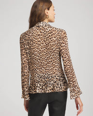 Chico's Clothing Animal-Print Pleated Georgette Blouse