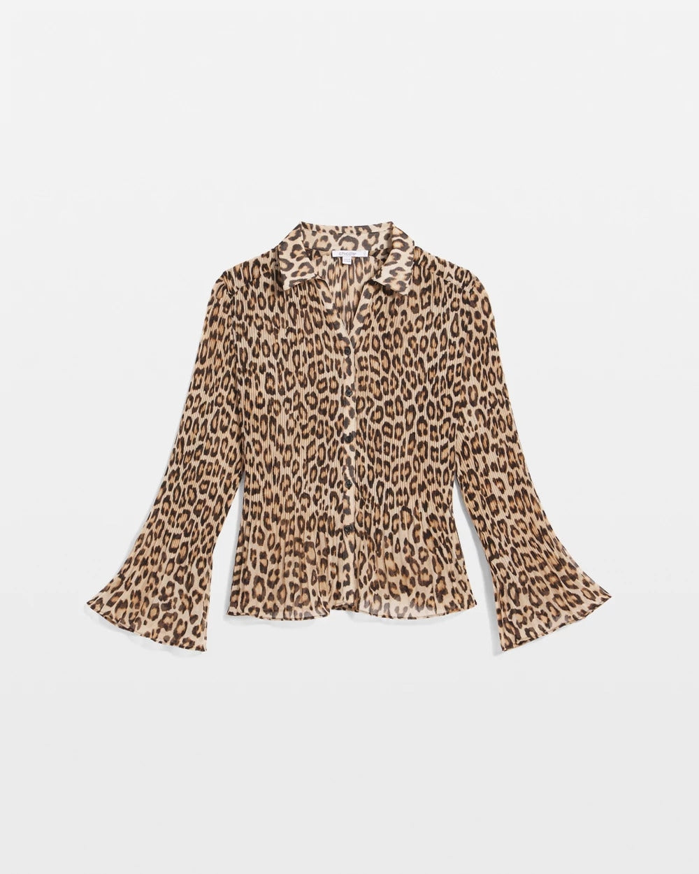 Chico's Clothing Animal-Print Pleated Georgette Blouse