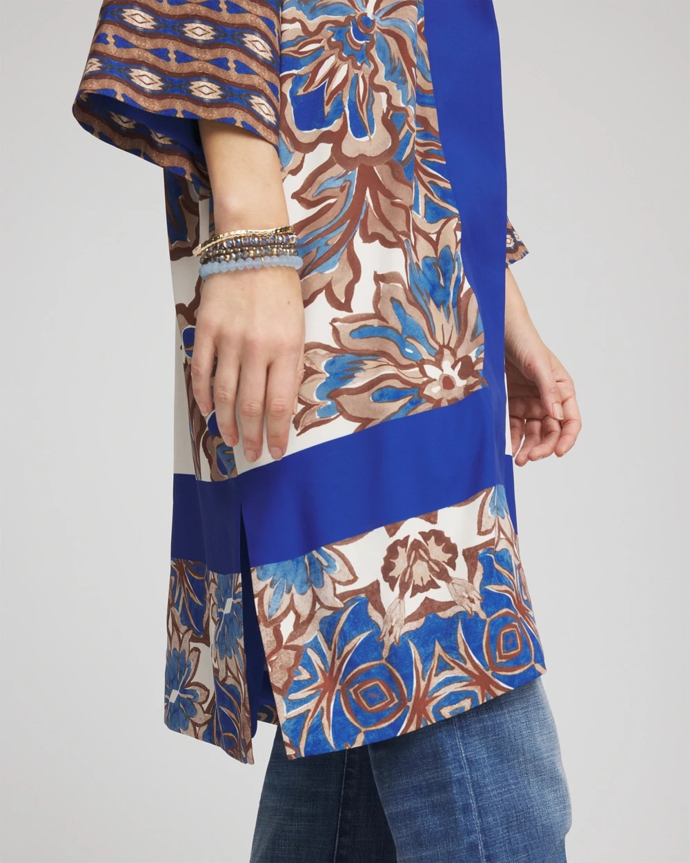 Chico's Clothing Crepe Long Printed Kimono