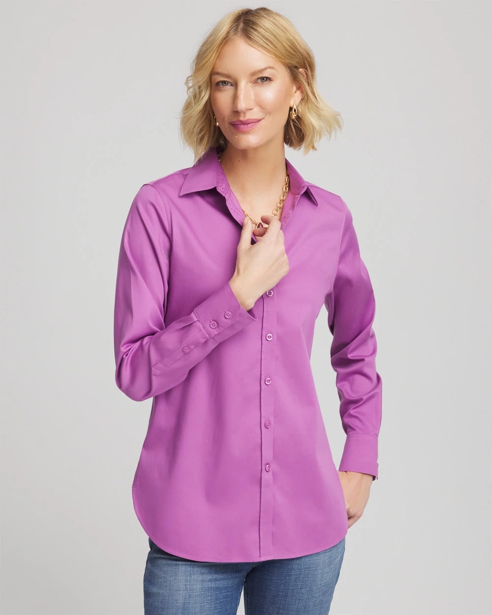 Chico's Clothing No Iron™ Stretch-Sateen Shirt