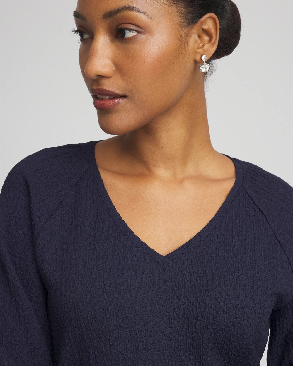 Chico's Clothing Textured Raglan V-Neck Top