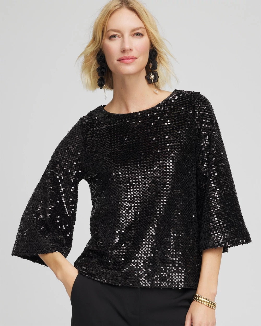 Chico's Clothing Sparkling Sequin Party Tee
