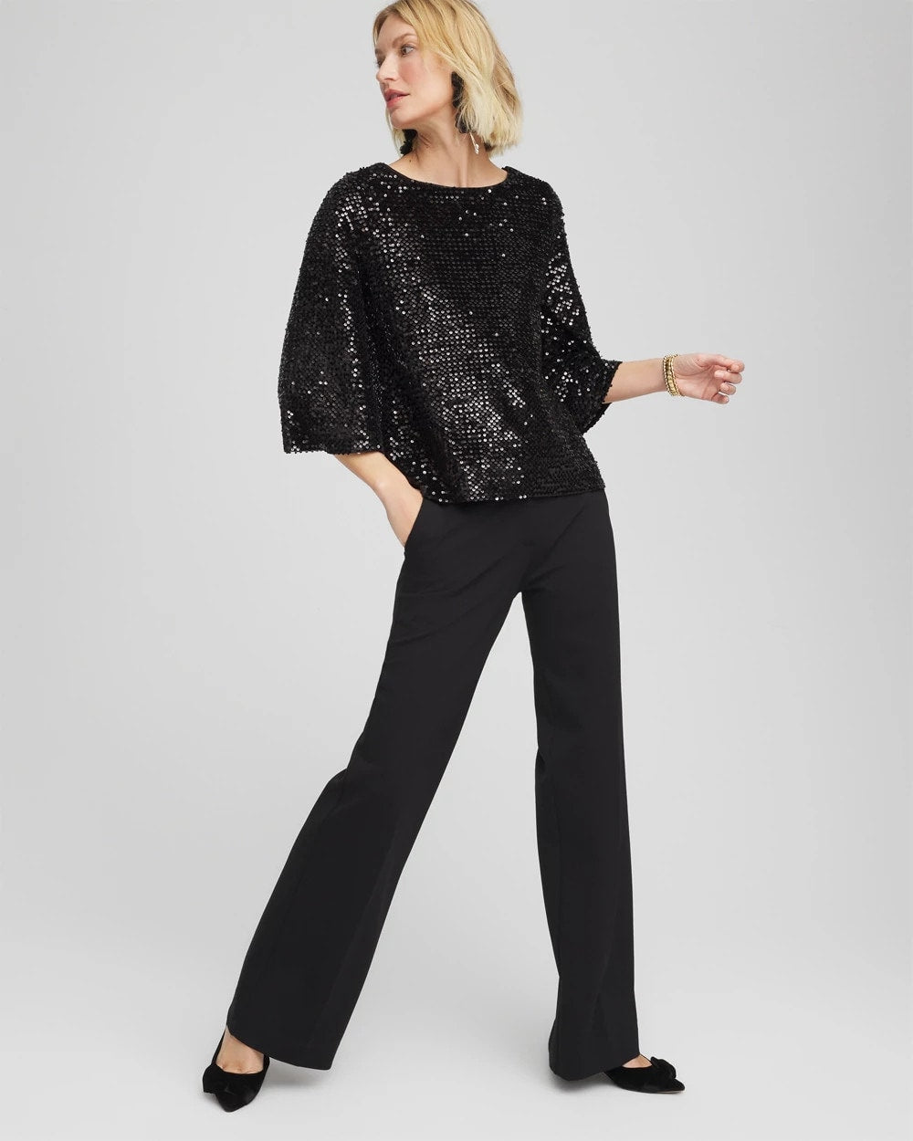 Chico's Clothing Sparkling Sequin Party Tee