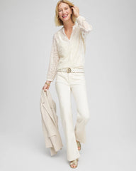 Chico's Clothing Cream Burnout Pullover Blouse