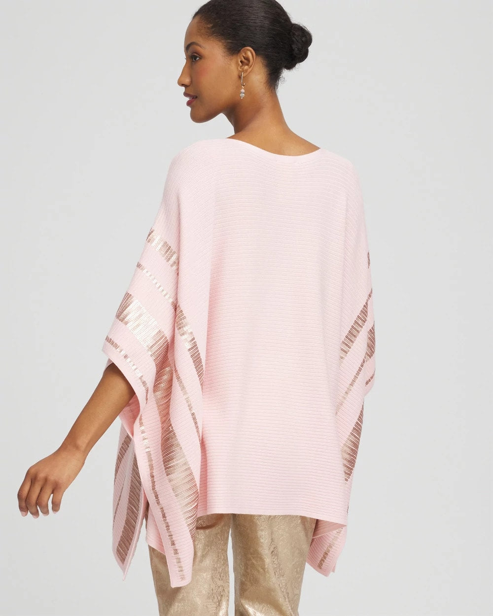 Chico's Clothing Sequin Striped Sweater Poncho
