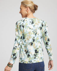 Chico's Clothing Printed Slub Puff-Sleeve Tee