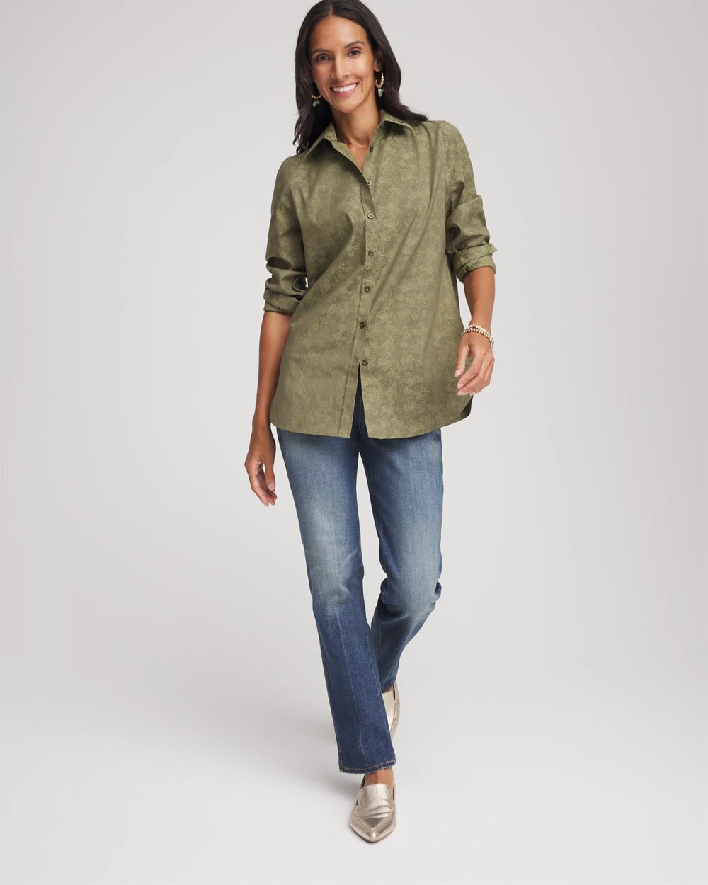 Chico's Clothing No Iron™ Jacquard Shirt
