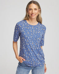 Chico's Clothing Printed Elbow Sleeve Tee