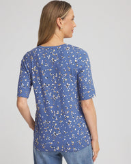 Chico's Clothing Printed Elbow Sleeve Tee