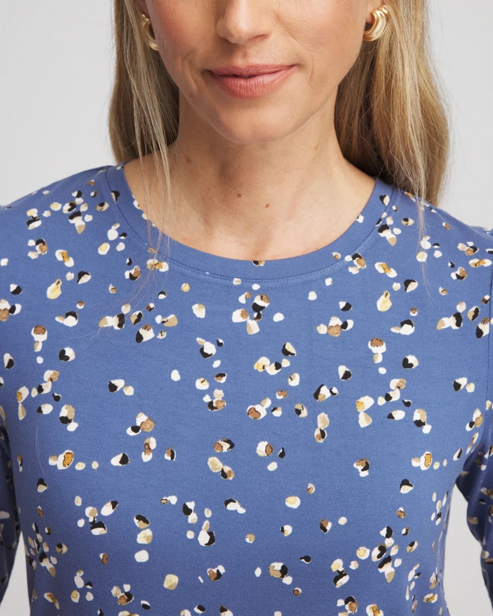 Chico's Clothing Printed Elbow Sleeve Tee