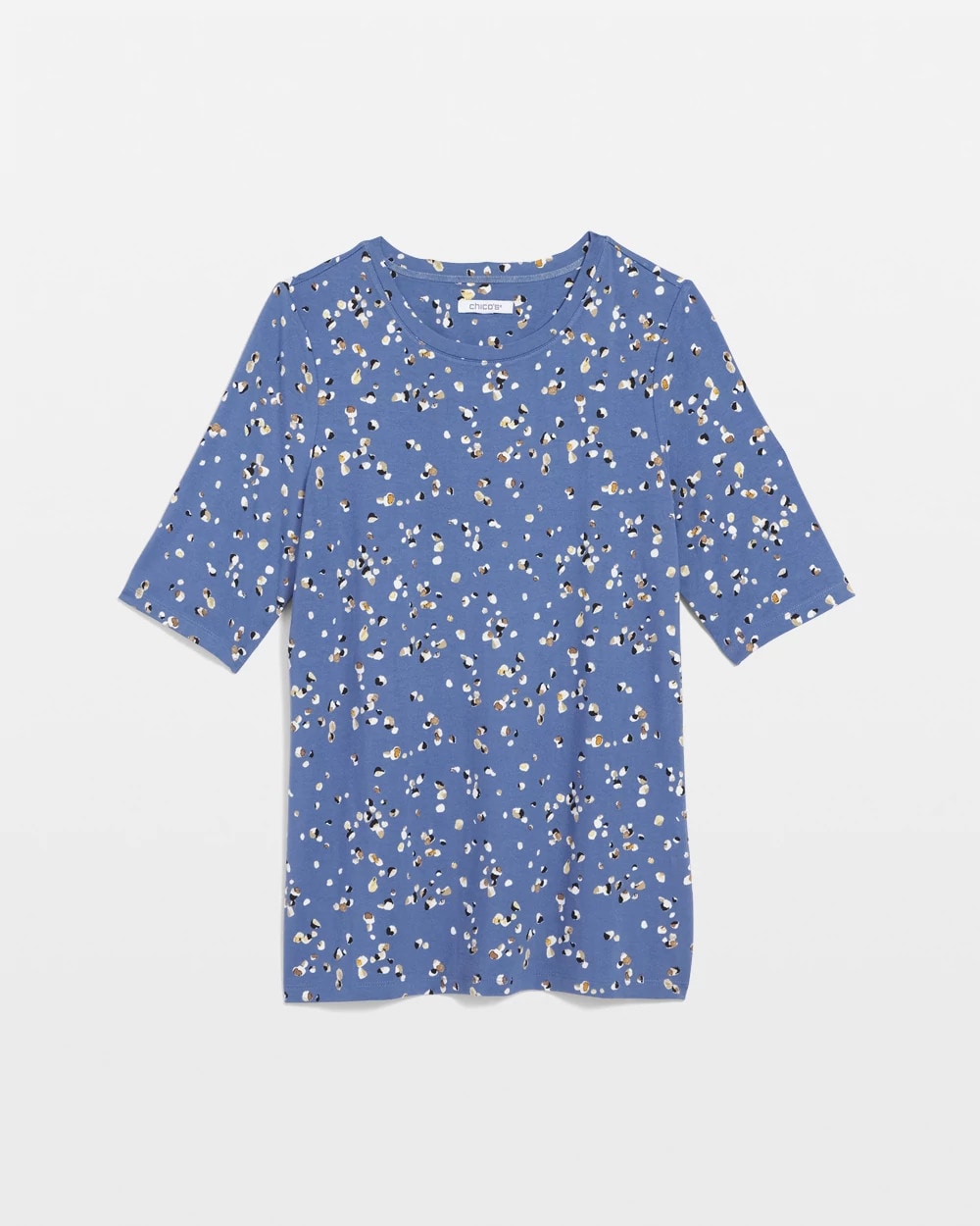 Chico's Clothing Printed Elbow Sleeve Tee