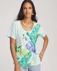 Chico's Clothing Linen Embellished Parrot Easy Tee