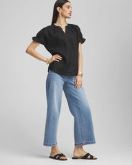 Chico's Clothing Linen Flutter-Sleeve Popover Top