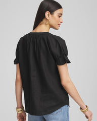 Chico's Clothing Linen Flutter-Sleeve Popover Top
