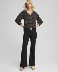 Chico's Clothing Floral Print Tie-Neck Top