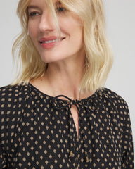 Chico's Clothing Floral Print Tie-Neck Top