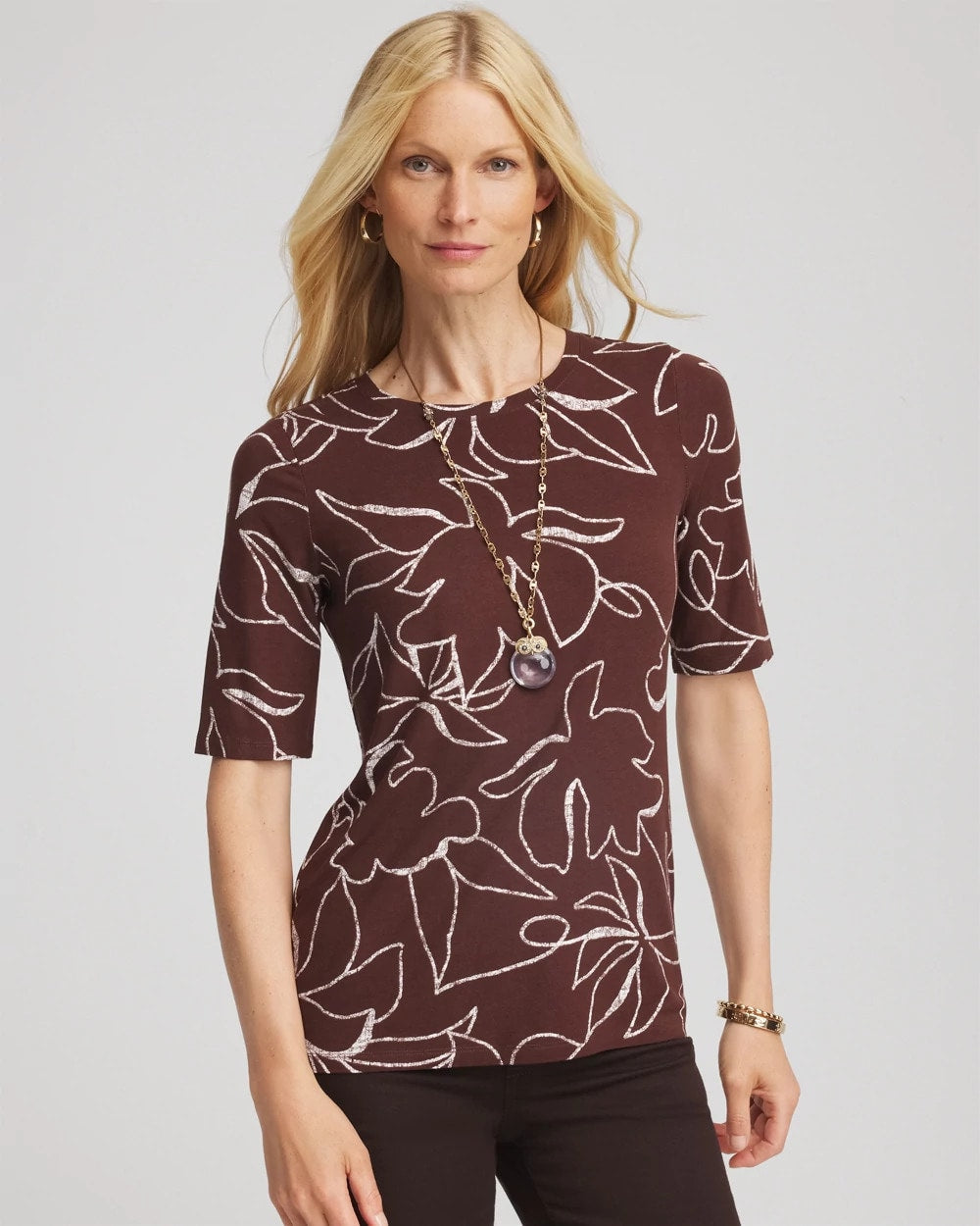 Chico's Clothing Touch of Cool™ Elbow-Sleeve Perfect Tee