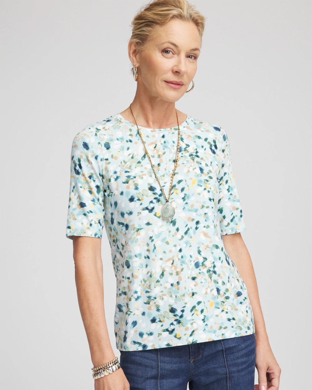 Chico's Clothing Touch of Cool™ Elbow-Sleeve Perfect Tee