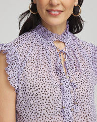 Chico's Clothing Cheetah Print Ruffle-Collar Blouse