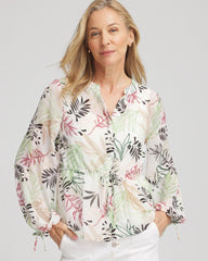 Chico's Clothing Drawstring Crinkle Chiffon Blouse