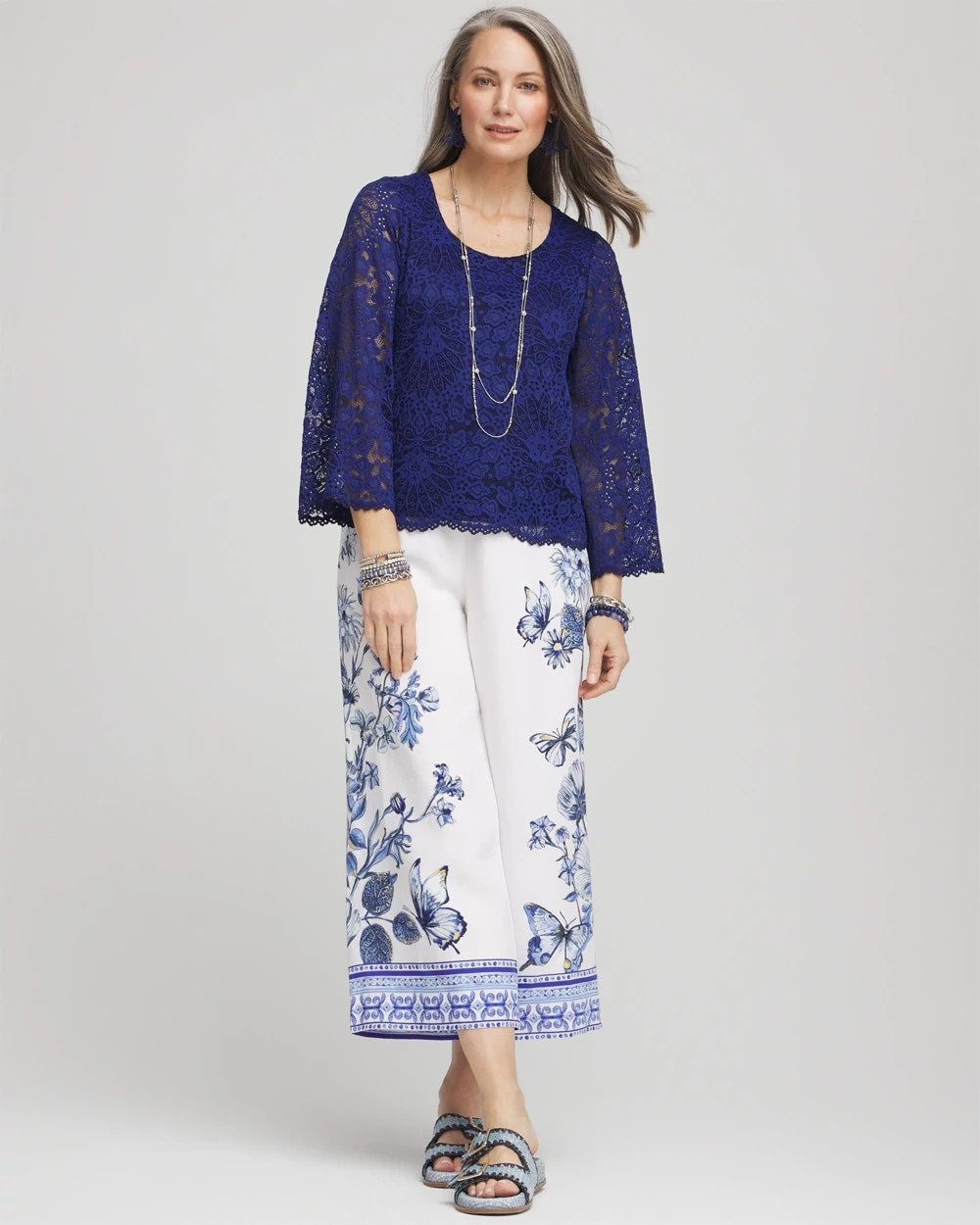 Chico's Clothing Scalloped Hem Lace Top