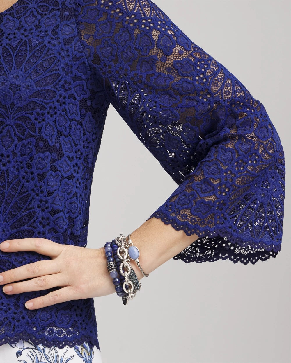 Chico's Clothing Scalloped Hem Lace Top