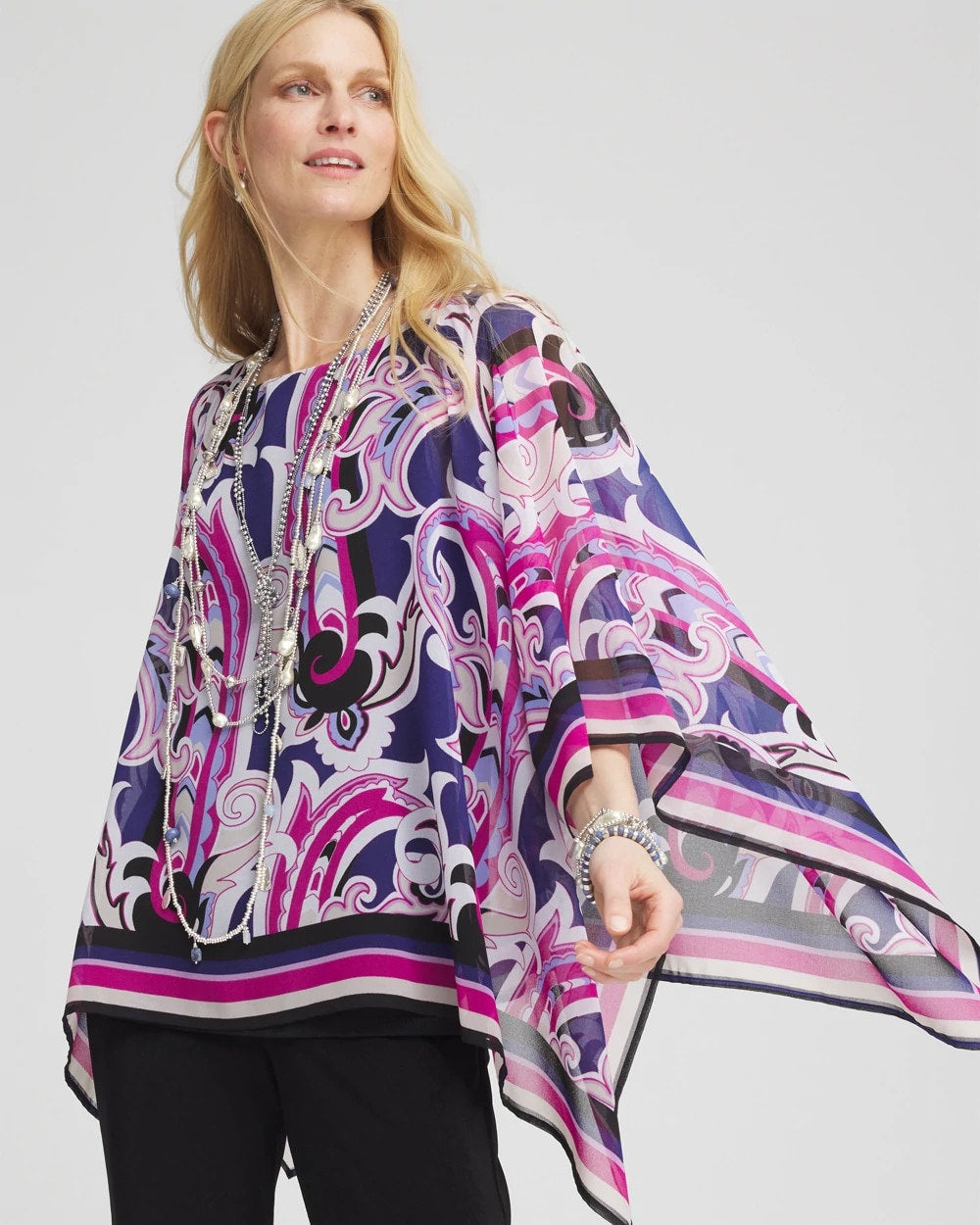 Chico's Clothing Travelers™ Paisley Chiffon Layered Top