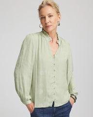 Chico's Clothing Jacquard Georgette Peasant Blouse