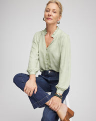 Chico's Clothing Jacquard Georgette Peasant Blouse
