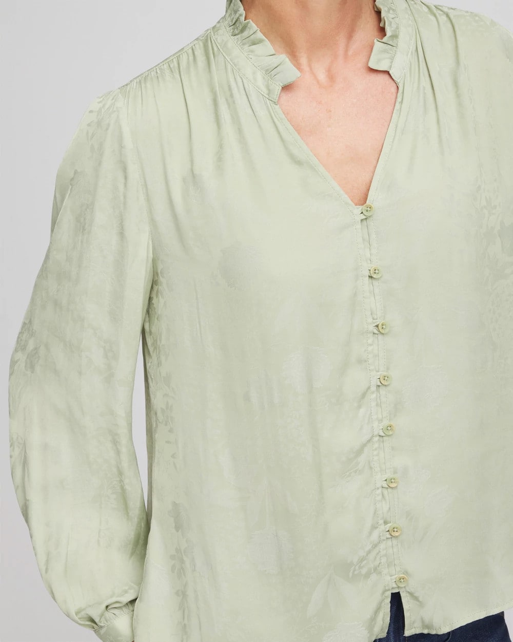 Chico's Clothing Jacquard Georgette Peasant Blouse
