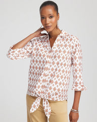 Chico's Clothing No Iron™ Tie-Front Geo-Print Shirt