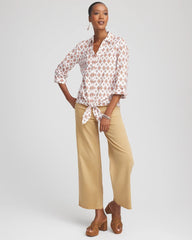 Chico's Clothing No Iron™ Tie-Front Geo-Print Shirt