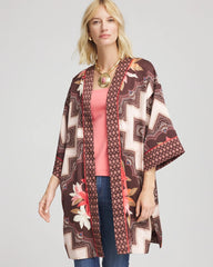 Chico's Clothing Long Mixed-Print Kimono