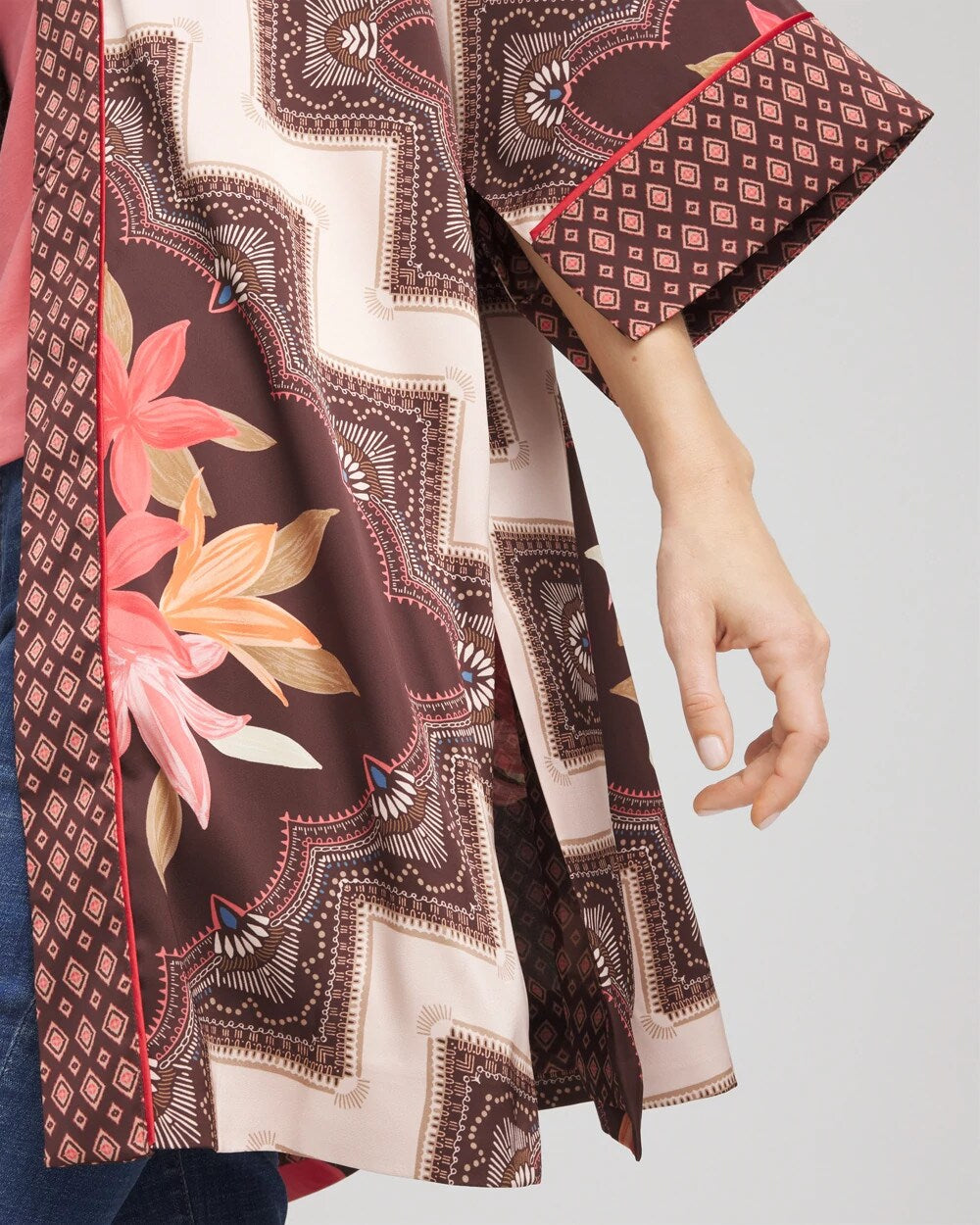 Chico's Clothing Long Mixed-Print Kimono