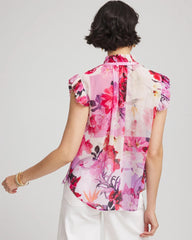 Chico's Clothing Floral Ruffle Collar Blouse