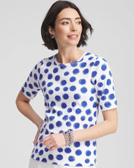 Chico's Clothing Polka-Dot Pima Cotton Crewneck Tee