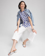 Chico's Clothing Polka-Dot Pima Cotton Crewneck Tee