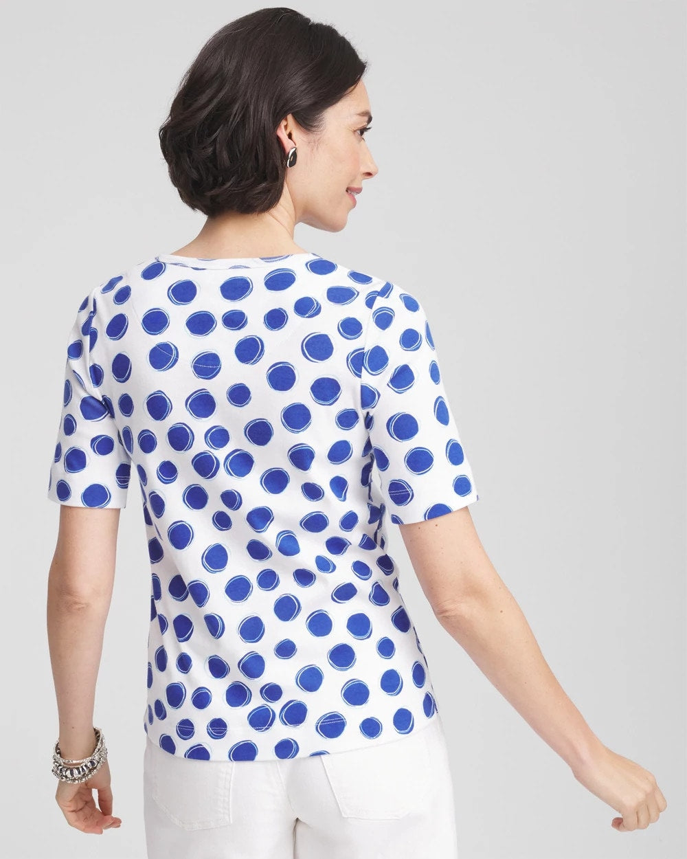 Chico's Clothing Polka-Dot Pima Cotton Crewneck Tee