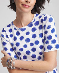 Chico's Clothing Polka-Dot Pima Cotton Crewneck Tee