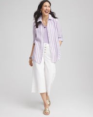 Chico's Clothing No Iron™ Plum Striped Linen Shirt